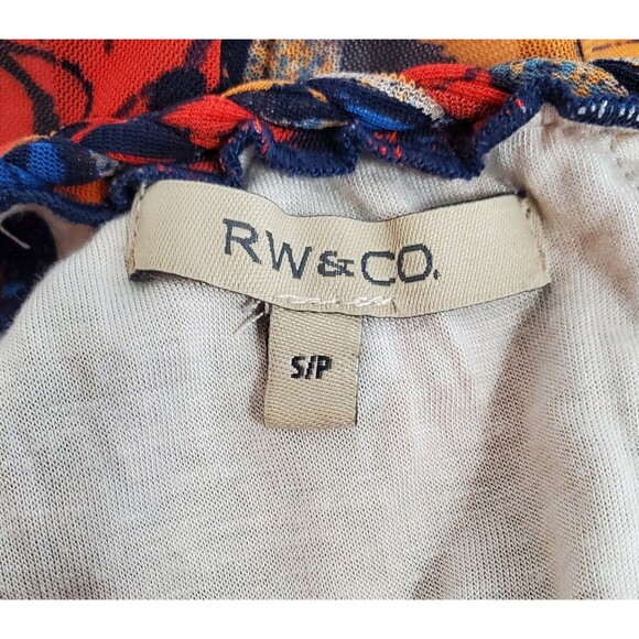 RW & Co Floral Halter Top Size S/P With Braided Neckline and Keyhole Back - Picture 8 of 9